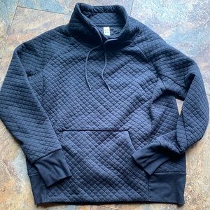 Textured waffle knit black sportswear hoodie